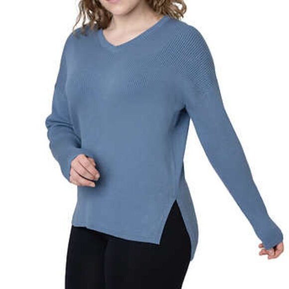 NEW Elle V-neck Knit Long Sleeve Sweater | Blue - Picture 2 of 9